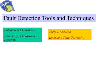 Fault Detection Tools and Techniques
