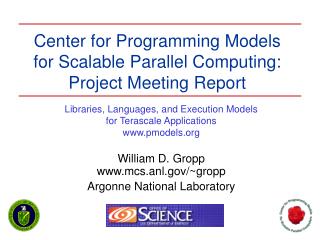Center for Programming Models for Scalable Parallel Computing: Project Meeting Report