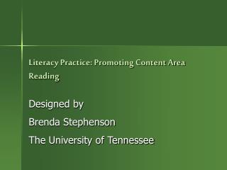 Literacy Practice: Promoting Content Area Reading