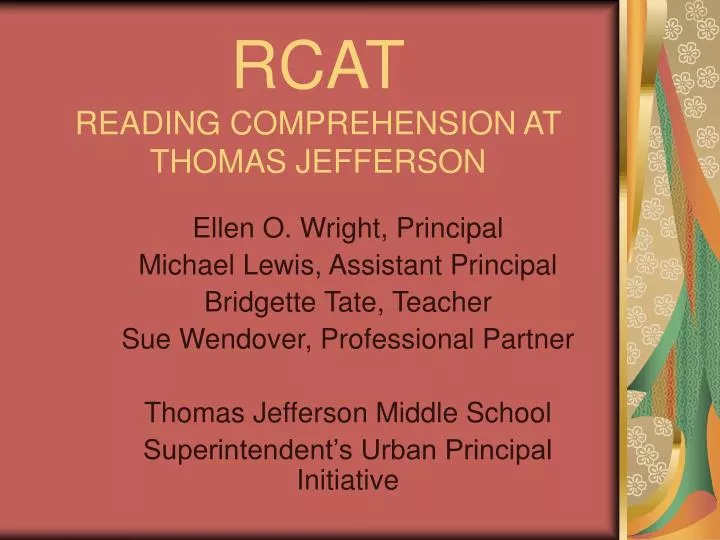 rcat reading comprehension at thomas jefferson