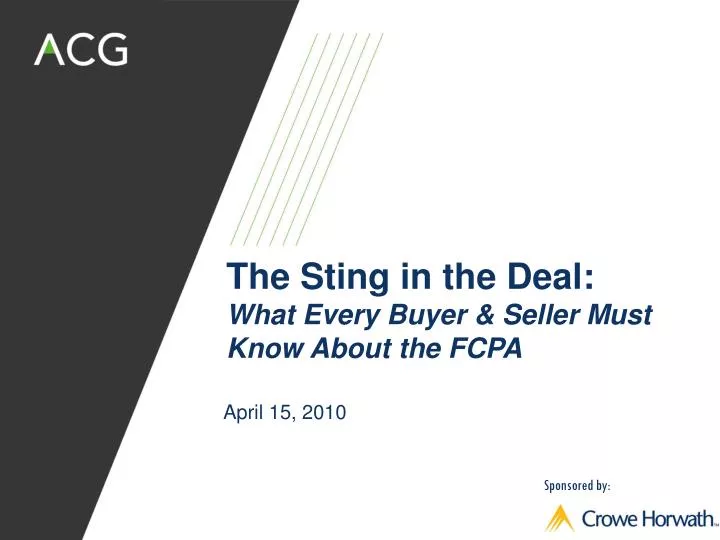 the sting in the deal what every buyer seller must know about the fcpa