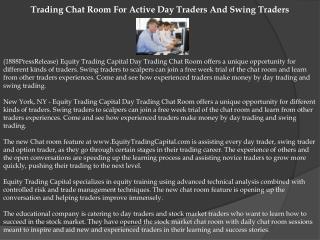Trading Chat Room For Active Day Traders And Swing Traders