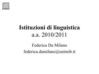 Istituzioni di linguistica a.a. 2010/2011