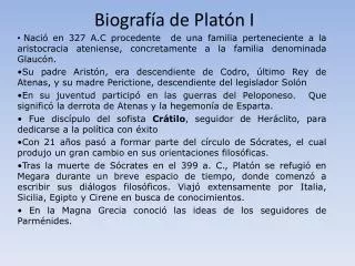 Biografía de Platón I