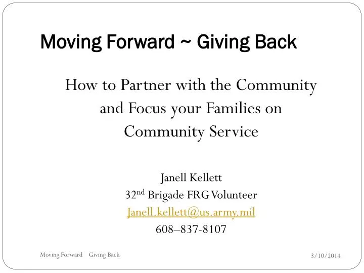moving forward giving back