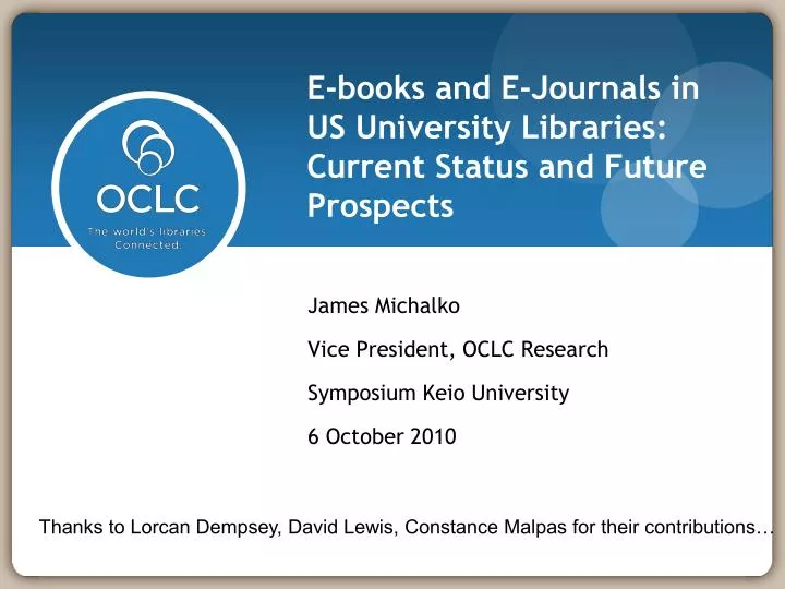 e books and e journals in us university libraries current status and future prospects