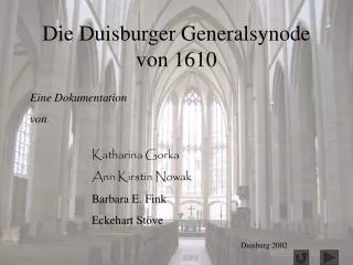 Die Duisburger Generalsynode von 1610