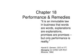 Chapter 18 Performance &amp; Remedies