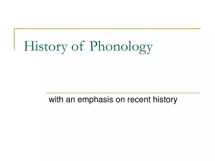 history of phonology