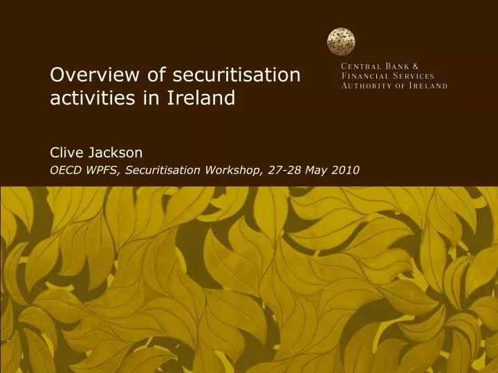 overview of securitisation activities in ireland