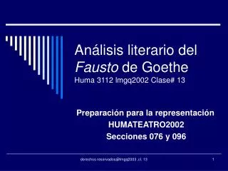Análisis literario del Fausto de Goethe Huma 3112 lmgq2002 Clase# 13