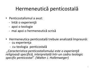 Hermeneutic ă penticostal ă