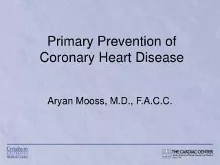 Primary Prevention of Coronary Heart Disease
