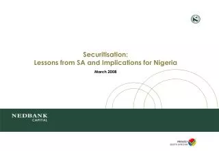 Securitisation: Lessons from SA and Implications for Nigeria