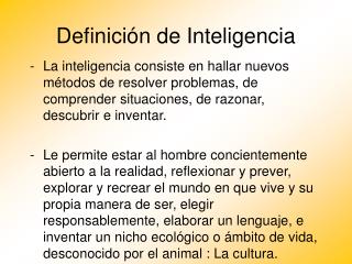 Definición de Inteligencia