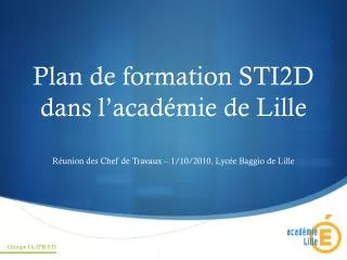 Plan de formation STI2D dans l’académie de Lille