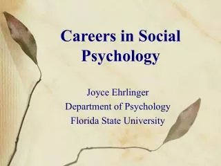 Careers in Social Psychology