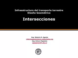 Infraestructura del transporte terrestre Diseño Geométrico Intersecciones