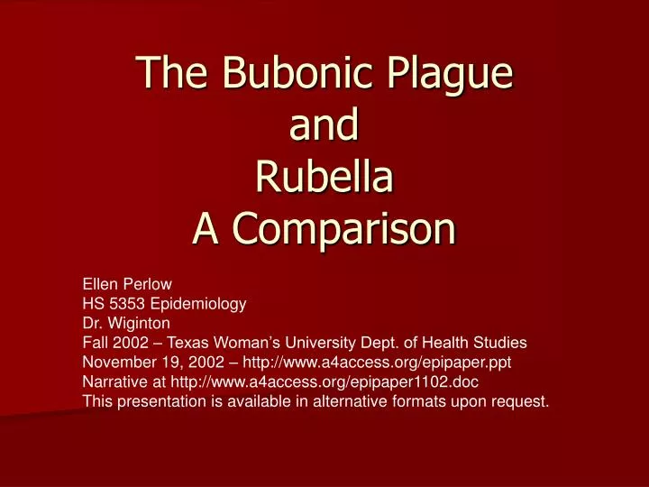 the bubonic plague and rubella a comparison