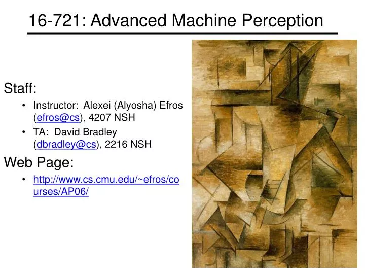 16 721 advanced machine perception
