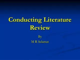Conducting Literature Review