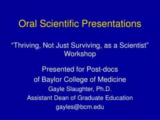 Oral Scientific Presentations