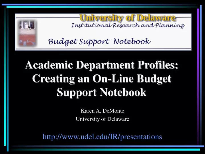 academic department profiles creating an on line budget support notebook