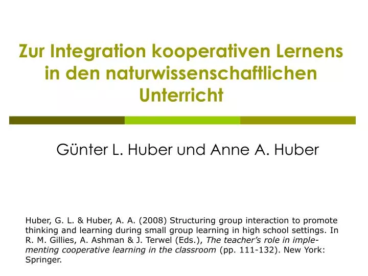 zur integration kooperativen lernens in den naturwissenschaftlichen unterricht