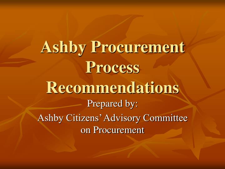 ashby procurement process recommendations