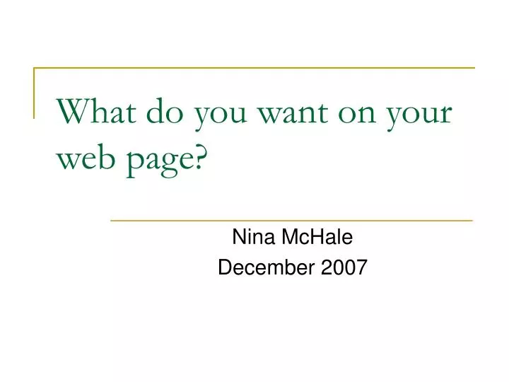 what do you want on your web page