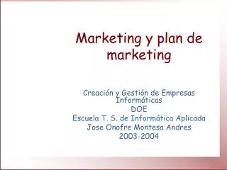 Marketing y plan de marketing
