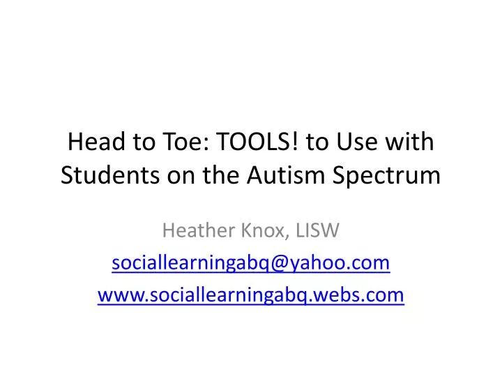 head to toe tools to use with students on the autism spectrum
