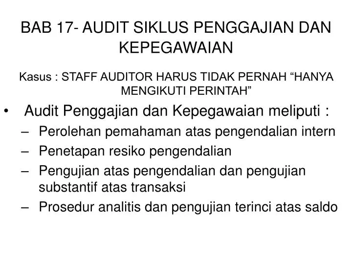 bab 17 audit siklus penggajian dan kepegawaian
