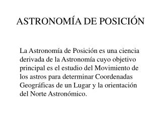 ASTRONOMÍA DE POSICIÓN