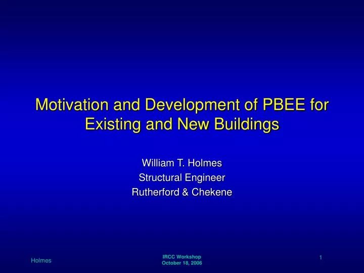 motivation and development of pbee for existing and new buildings