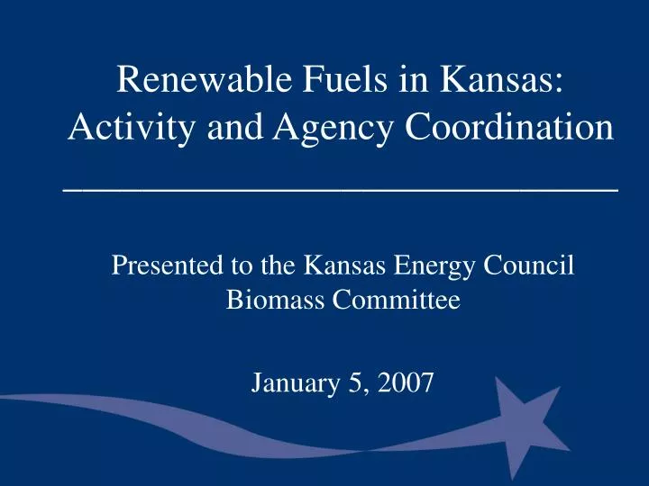 renewable fuels in kansas activity and agency coordination