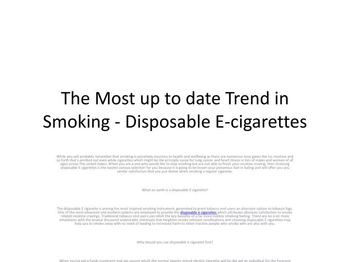 the most up to date trend in smoking disposable e cigarettes