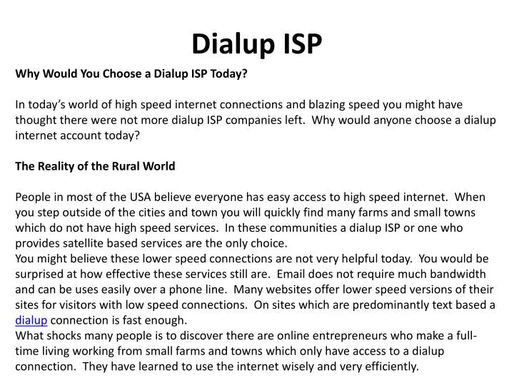 dialup isp
