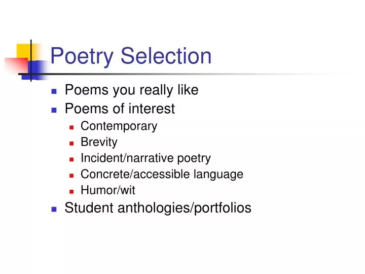 poetry selection