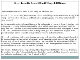 Silver Poised to Reach $50 in 2012 says Bill Hionas