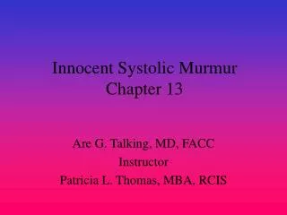 Innocent Systolic Murmur Chapter 13