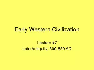 Early Western Civilization