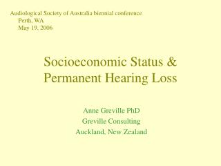 Socioeconomic Status &amp; Permanent Hearing Loss