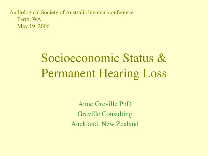 socioeconomic status permanent hearing loss