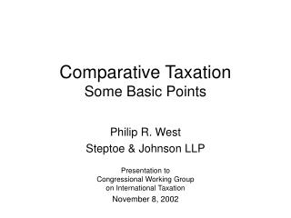 Comparative Taxation Some Basic Points