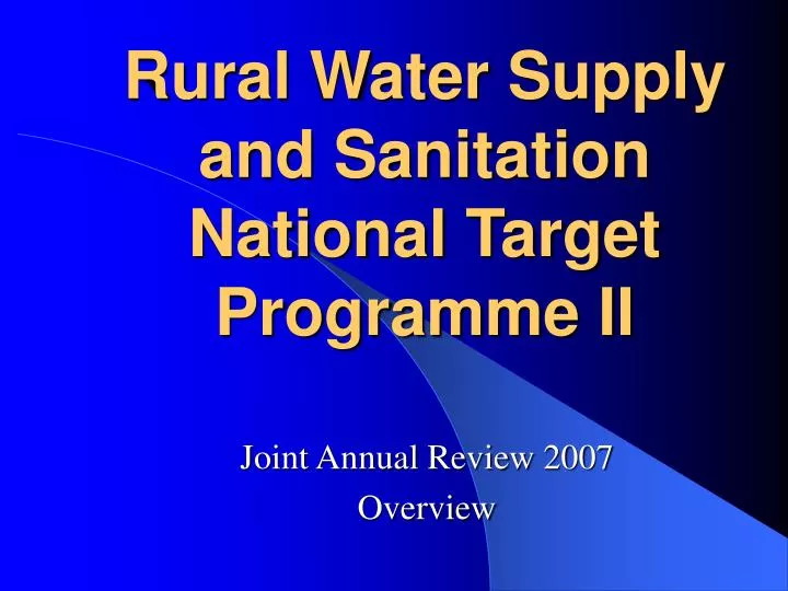 rural water supply and sanitation national target programme ii