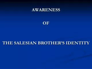 AWARENESS OF THE SALESIAN BROTHER’S IDENTITY