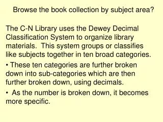 Browse the book collection by subject area?