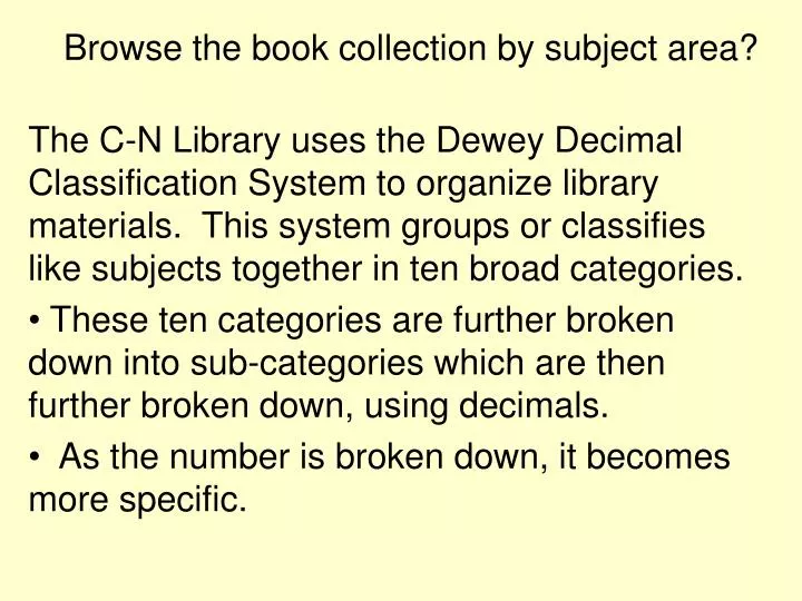 browse the book collection by subject area