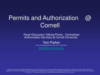Permits and Authorization @ Cornell